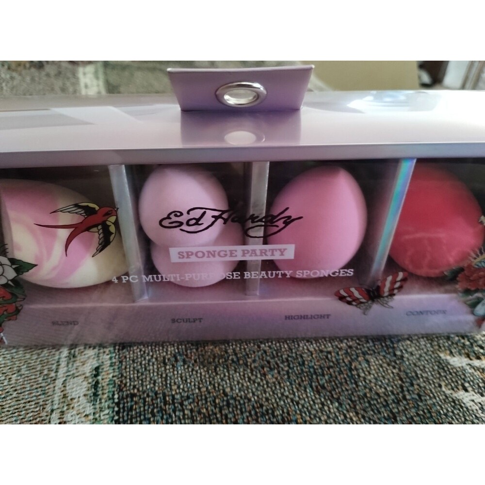 Ed Hardy Sponge Party 4pc Multi Purpose Beauty Sponges - Picture 2 of 2